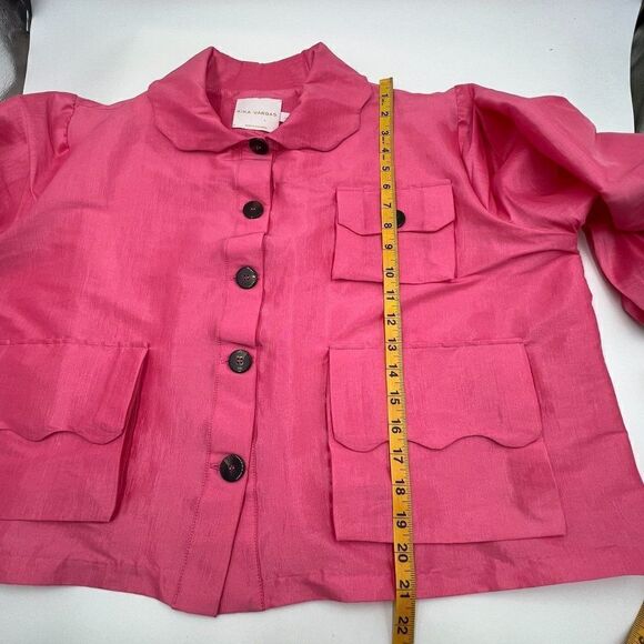 Kika Vargas L Pink Shimmer Scallop Pocket Jacket - Picture 15 of 16